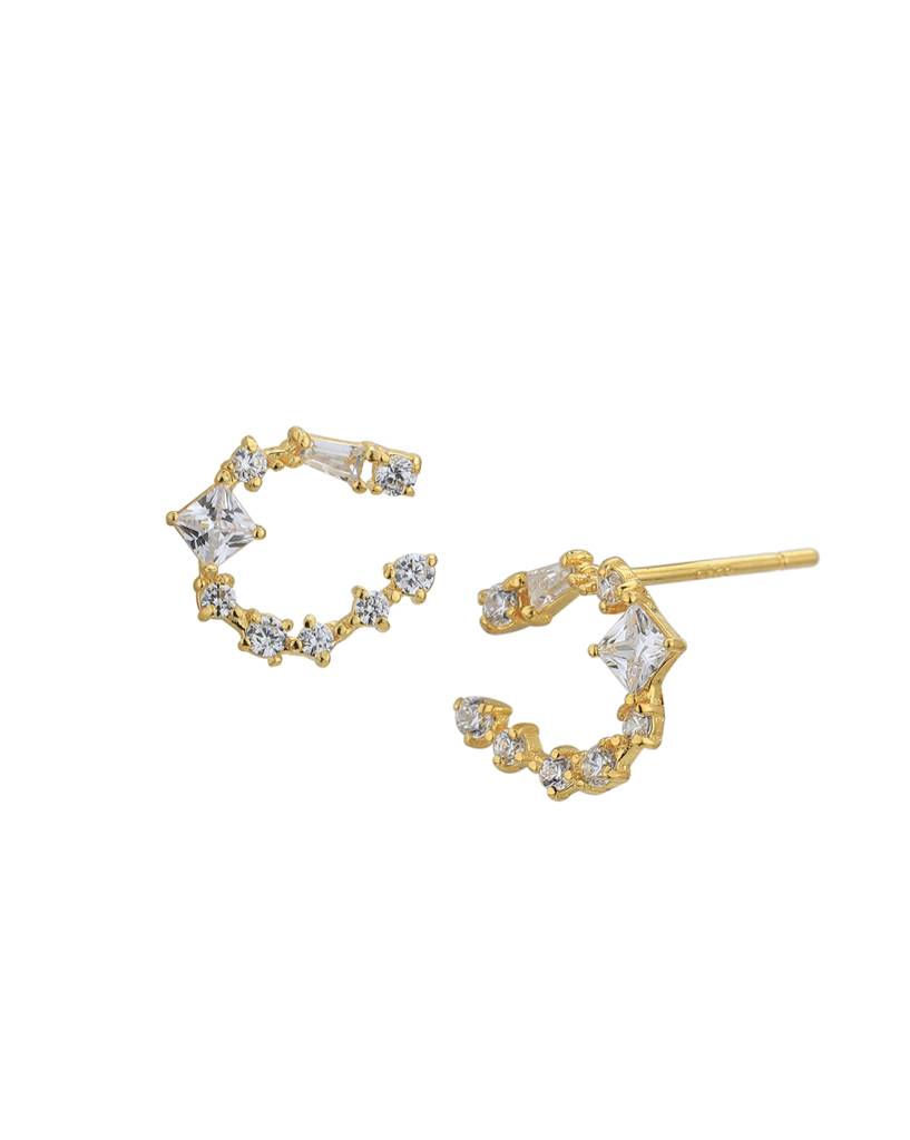 Carlton London 925 Sterling Silver Gold--Plated Contemporary Cubic Zirconia Stud Earrings : SILE374
