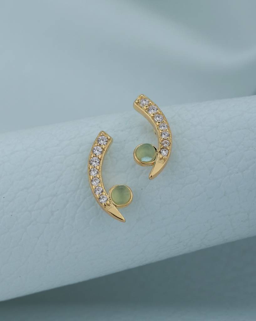 Carlton London 925 Sterling Silver Gold-Plated Contemporary Cubic Zirconia Stud Earrings : SILE380