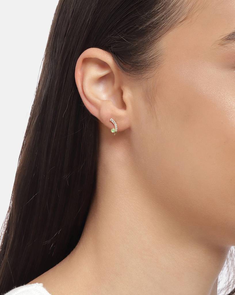 Carlton London 925 Sterling Silver Gold-Plated Contemporary Cubic Zirconia Stud Earrings : SILE380