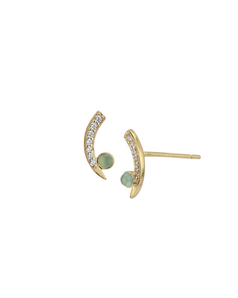 Carlton London 925 Sterling Silver Gold-Plated Contemporary Cubic Zirconia Stud Earrings : SILE380
