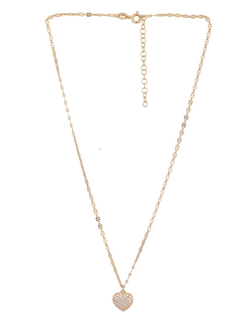 Carlton London 925 Sterling Silver 18Kt Rose Gold-Plated Cz-Studded Pendant With Chain : SILN067