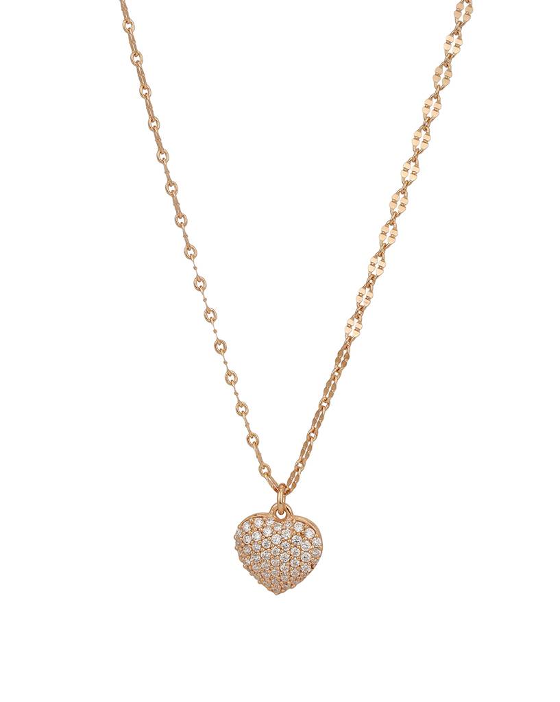 Carlton London 925 Sterling Silver 18Kt Rose Gold-Plated Cz-Studded Pendant With Chain : SILN067