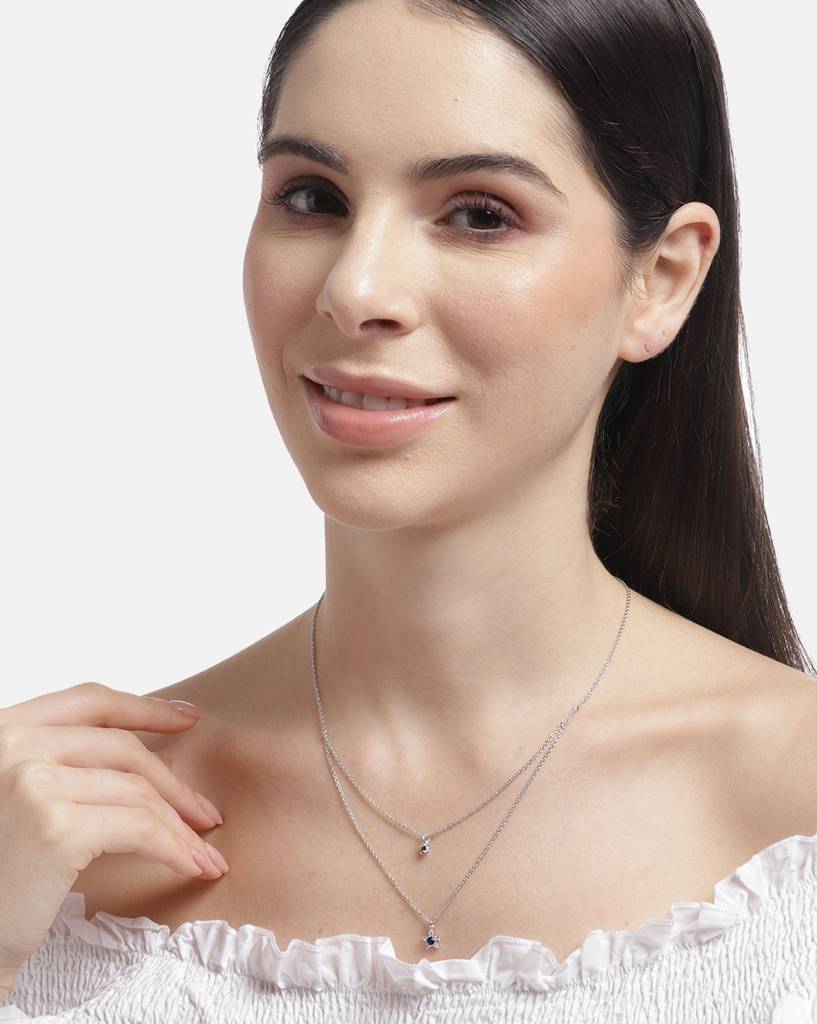 Carlton London 925 Sterling Silver Rhodium-Plated Layered Necklace : SILN069