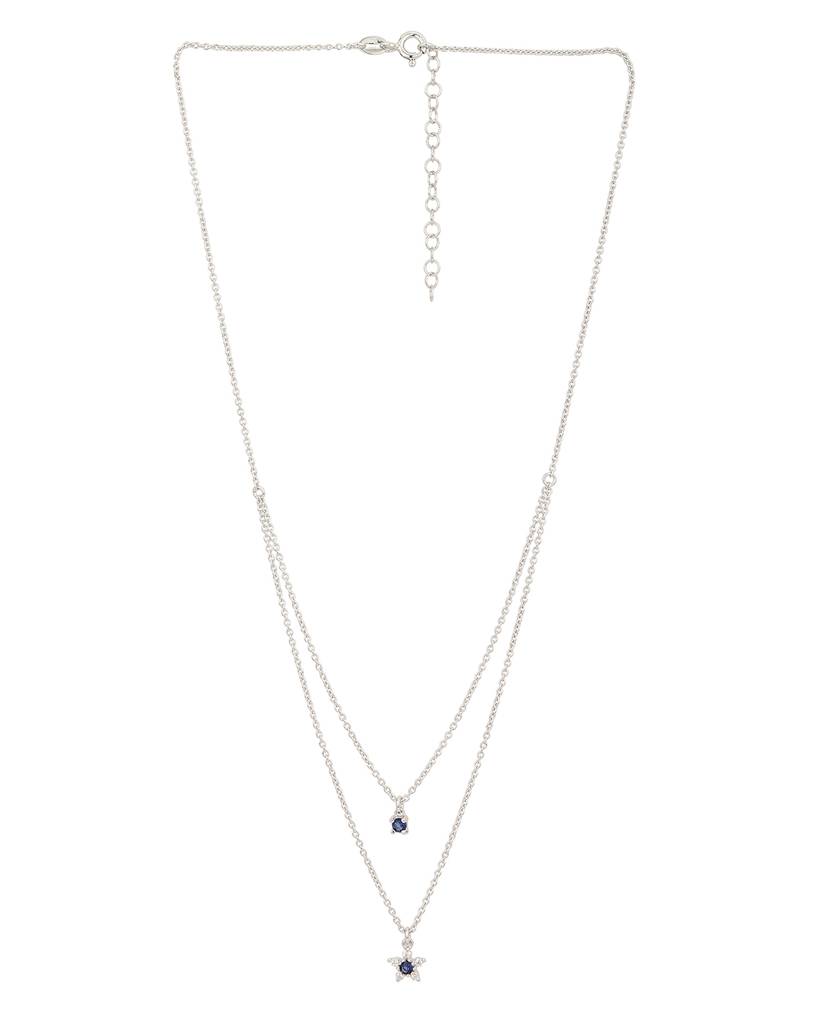 Carlton London 925 Sterling Silver Rhodium-Plated Layered Necklace : SILN069