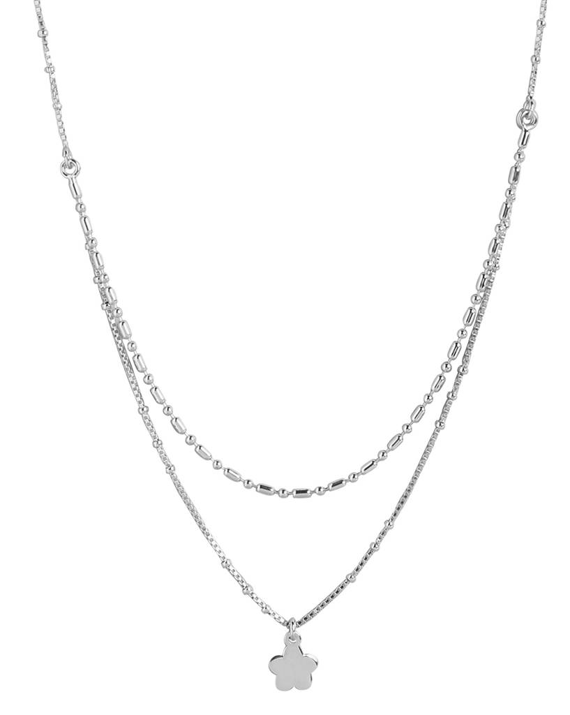 Carlton London 925 Sterling Silver Rhodium Plated Double Chain Choker Necklace : SILN201