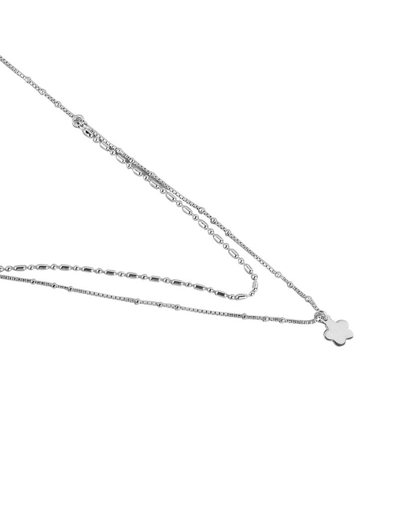 Carlton London 925 Sterling Silver Rhodium Plated Double Chain Choker Necklace : SILN201