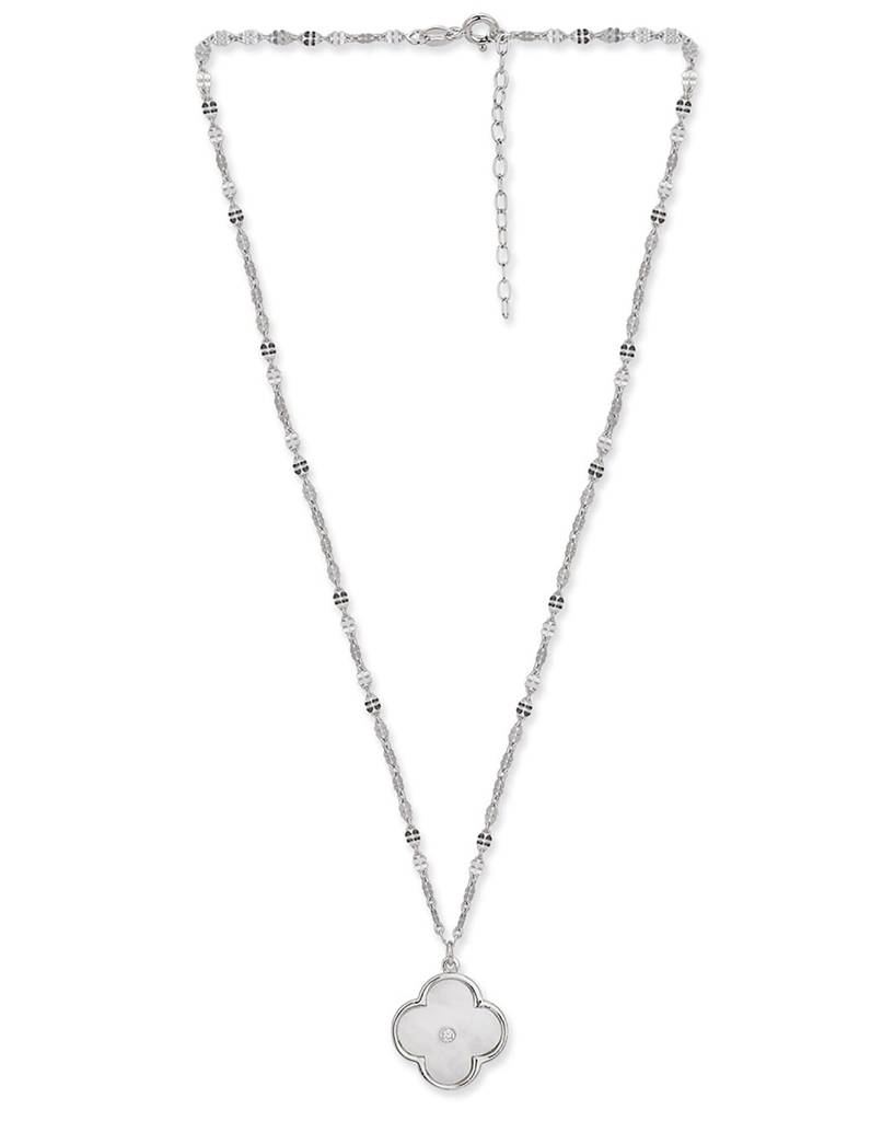 Carlton London, Rhodium Plated 925 Sterling Silver Pendant With Chain : SILN228