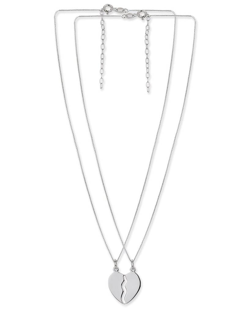 Carlton London Set Of 2 Rhodium Plated Sterling Silver Pendant With Chain : SILN233
