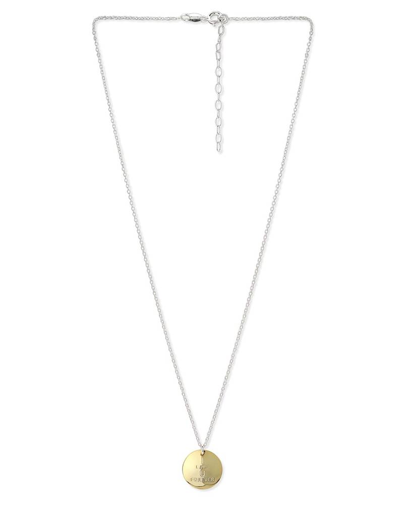 Carlton London Rhodium-Plated 925 Sterling Silver Circular Shaped Pendant With Chain : SILN235
