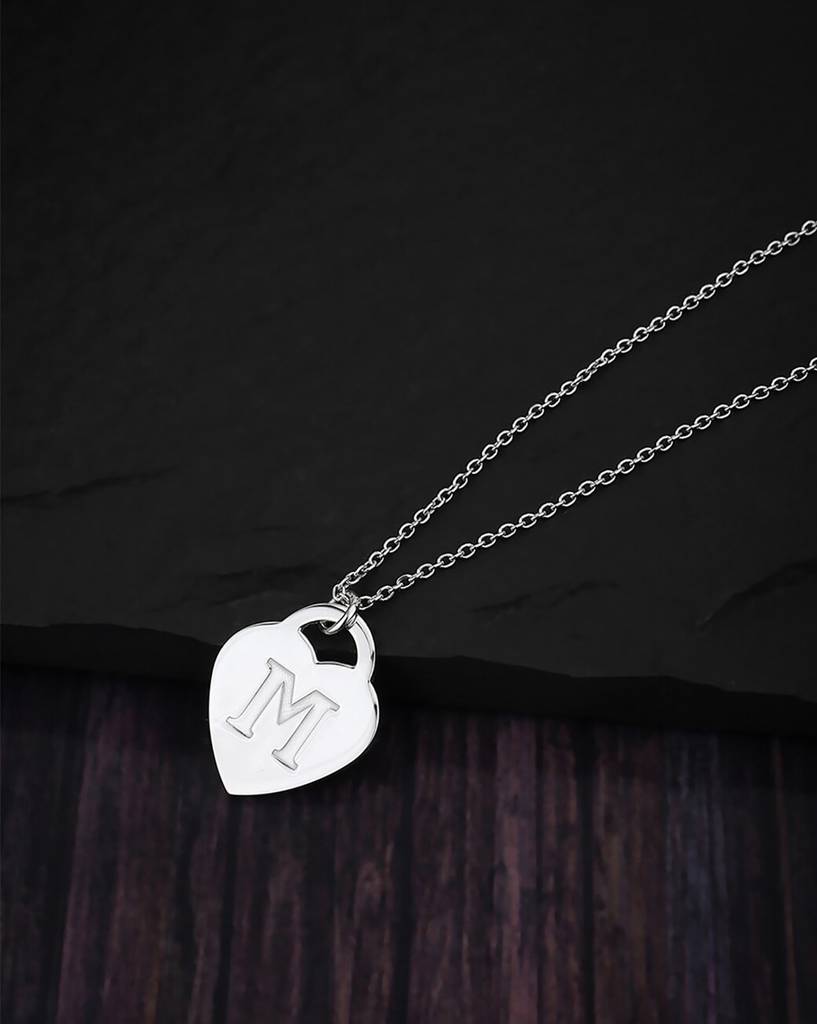 Carlton London Rhodium-Plated 925 Sterling Silver Heart Shaped Pendant With Chain : SILN240