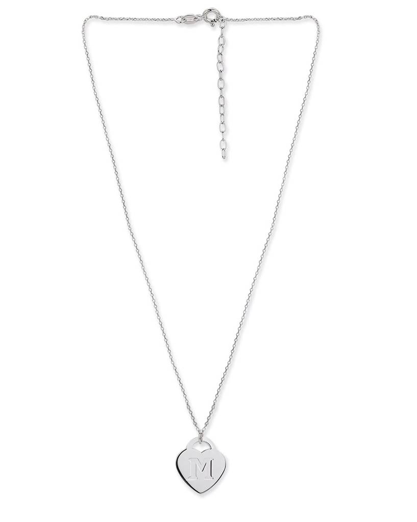 Carlton London Rhodium-Plated 925 Sterling Silver Heart Shaped Pendant With Chain : SILN240