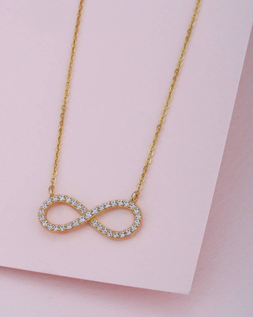 Carlton London 925 Sterling Silver 18Kt Gold-Plated Cz-Studded Necklace : SILN327