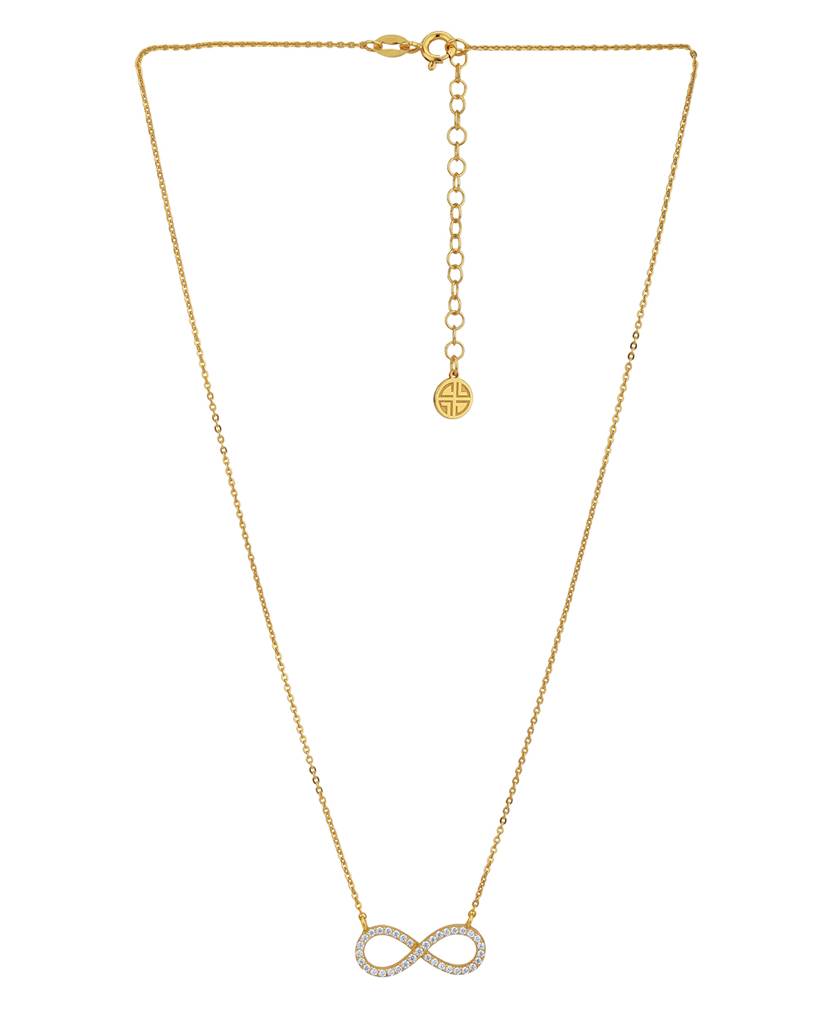 Carlton London 925 Sterling Silver 18Kt Gold-Plated Cz-Studded Necklace : SILN327