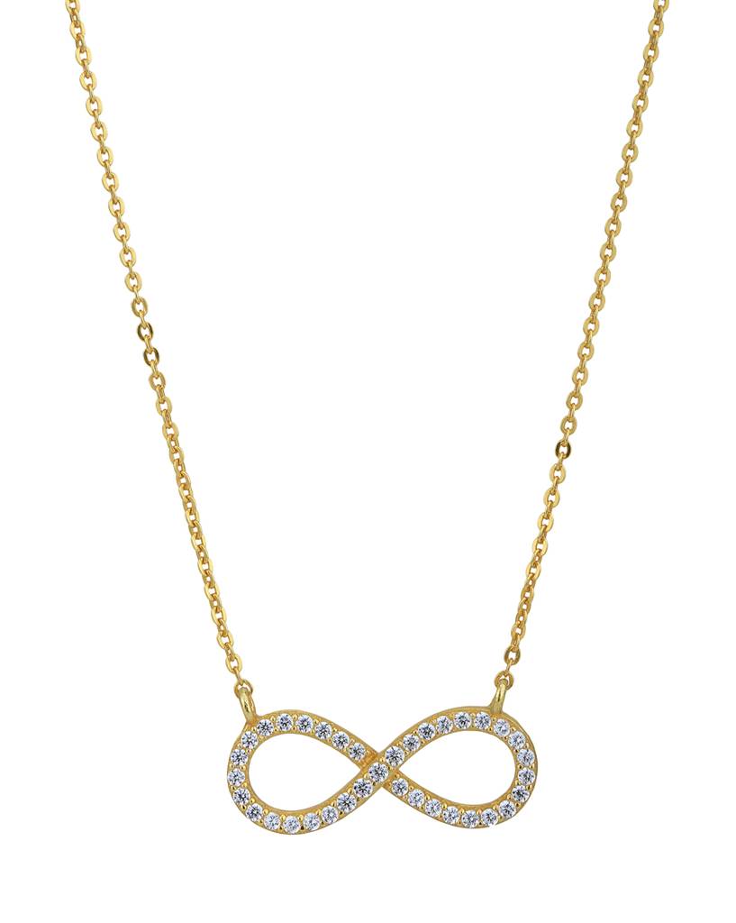 Carlton London 925 Sterling Silver 18Kt Gold-Plated Cz-Studded Necklace : SILN327