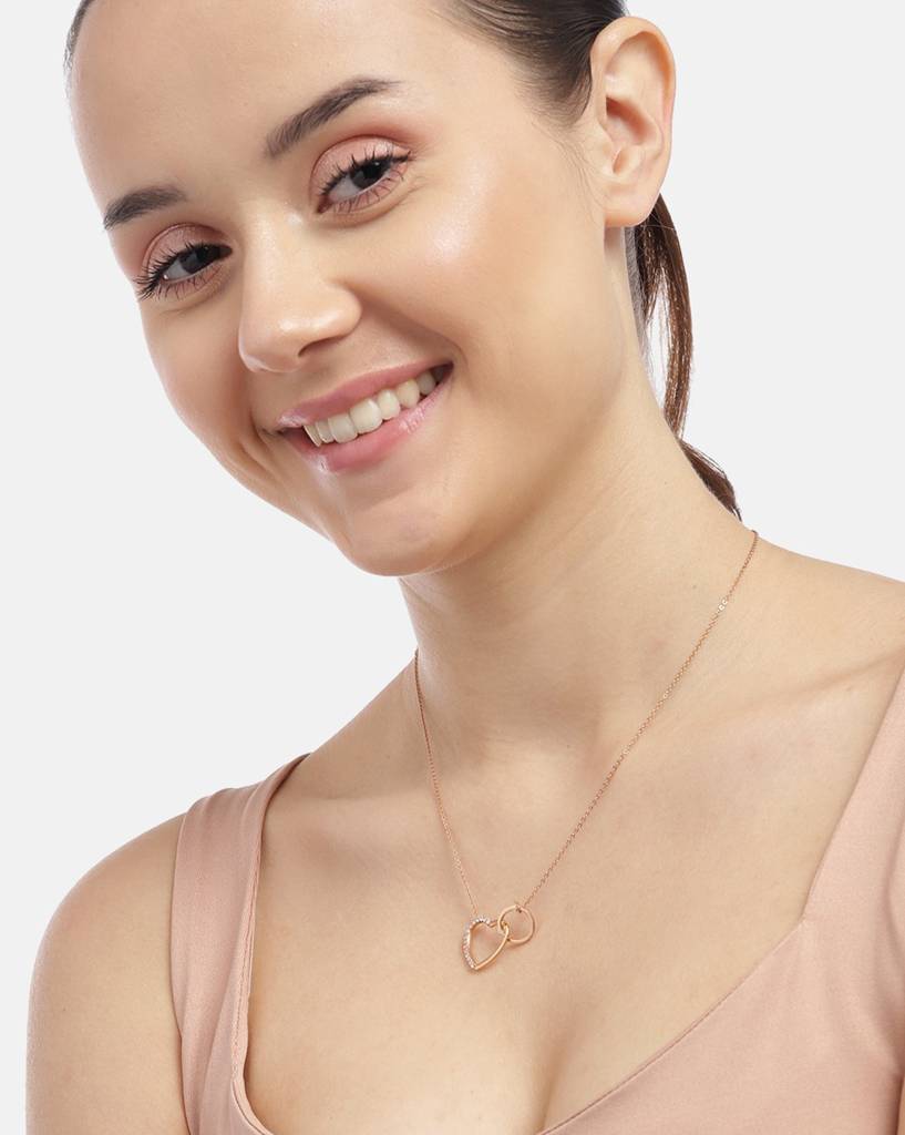 Carlton London- 925 Sterling Silver Rose Gold-Plated Necklace : SILN347