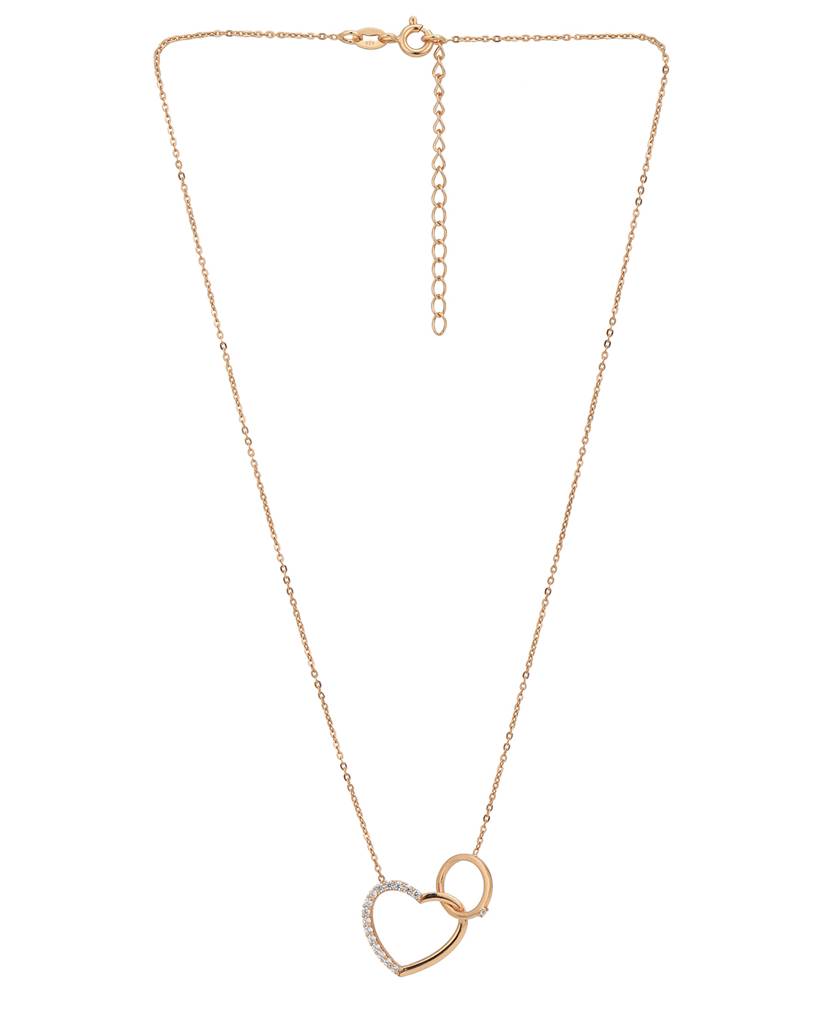 Carlton London- 925 Sterling Silver Rose Gold-Plated Necklace : SILN347