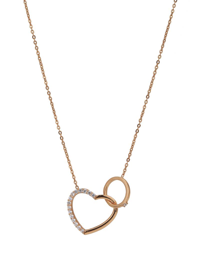 Carlton London- 925 Sterling Silver Rose Gold-Plated Necklace : SILN347