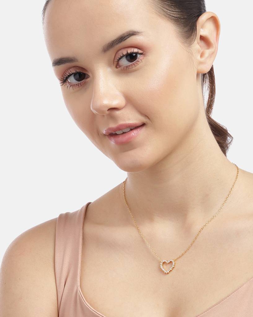 Carlton London, 925 Sterling Silver Gold-Plated Necklace : SILN348