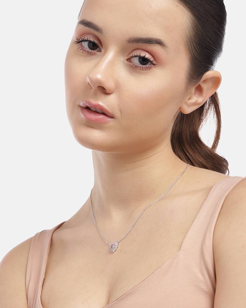 Carlton London, 925 Sterling Silver Rhodium-Plated Necklace : SILN350
