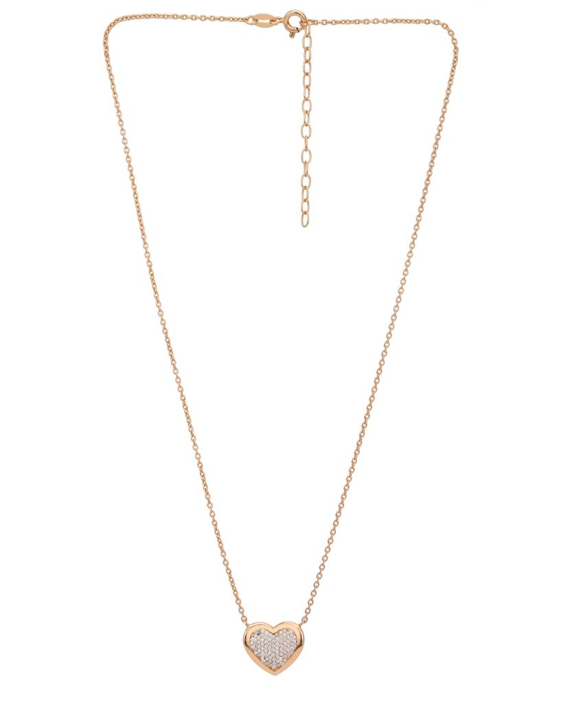 Carlton London 925 Sterling Silver Rose Gold-Plated Necklace : SILN352