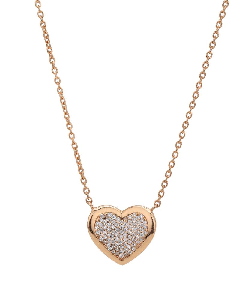 Carlton London 925 Sterling Silver Rose Gold-Plated Necklace : SILN352