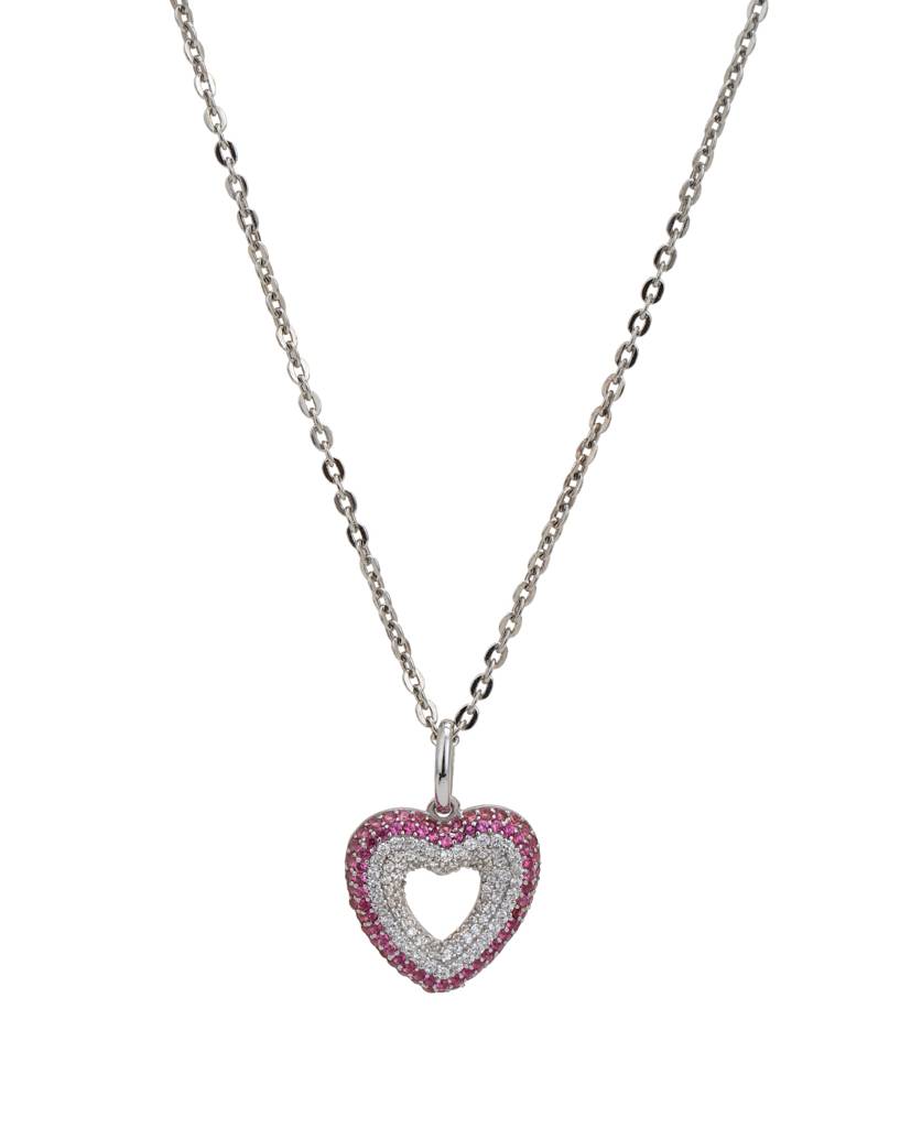 Carlton London 925 Sterling Silver Rhodium Plated Cz Studded Handcrafted Pendant & Chain : SILN356