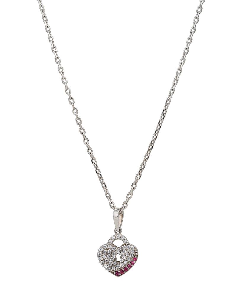 Carlton London 925 Sterling Silver Rhodium Plated Heart Design Necklace & Earrings : SILS360