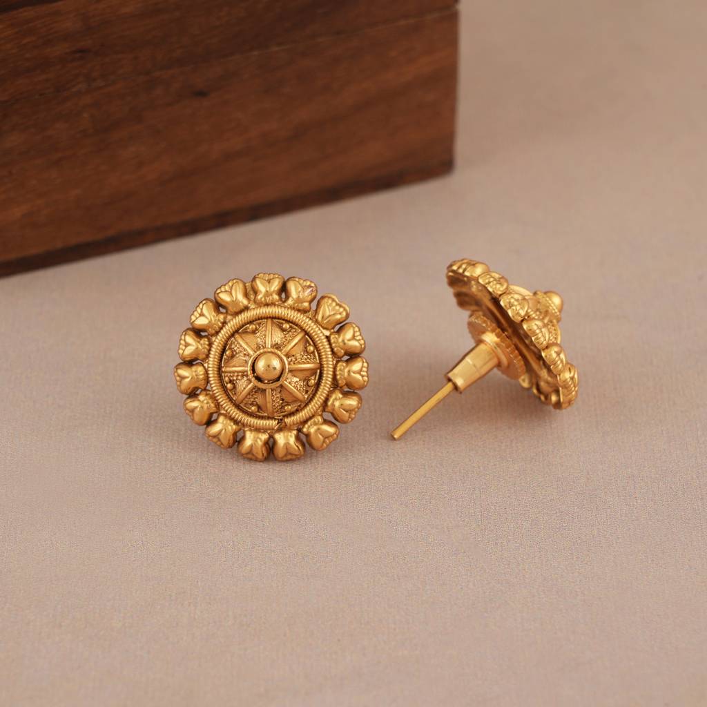 Cute Sleek Antique Plain Gold Choker Necklace Set : SJ393