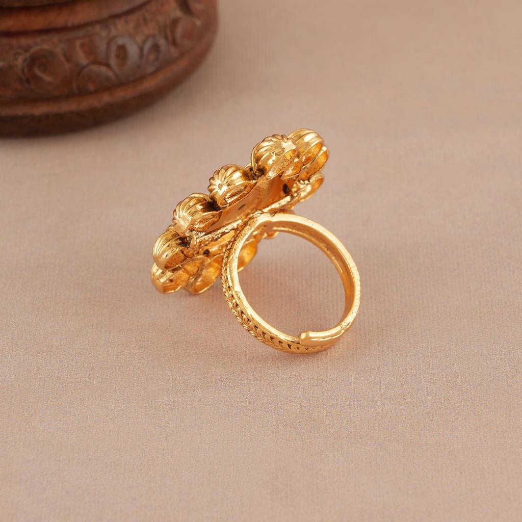 Stunning Antique Gold Ruby Stone Adjustable Finger Ring : SJ411