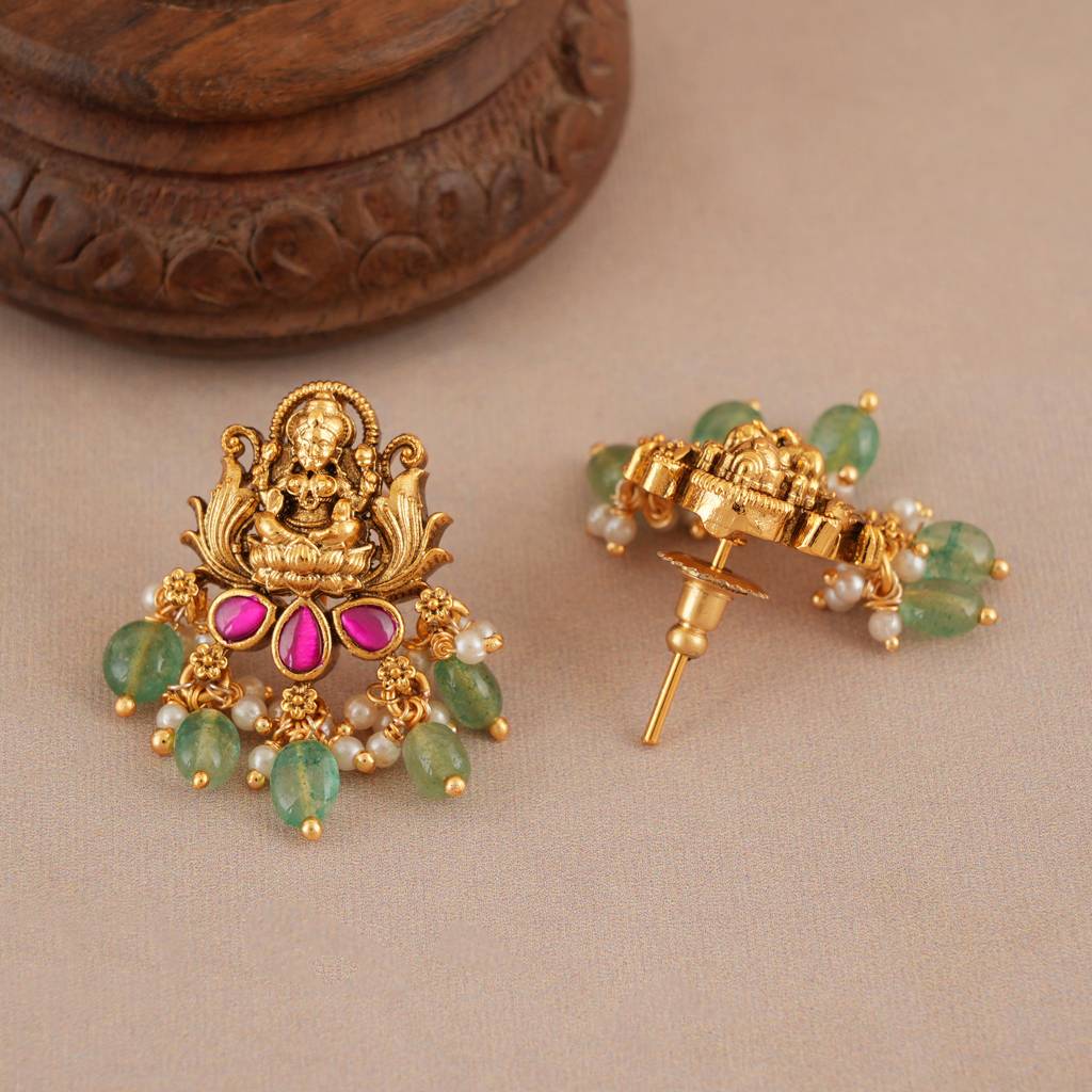 Stunning Maa Lakshmi Antique Gold Muticolor Choker Set I Temple Jewellery : SJ420