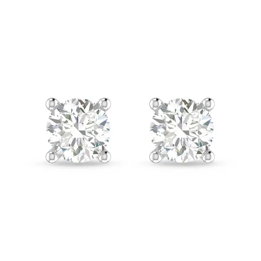 Pure 925 Silver Round Cut Moissanite Diamonds Studs For Men & Women : SYM-1150