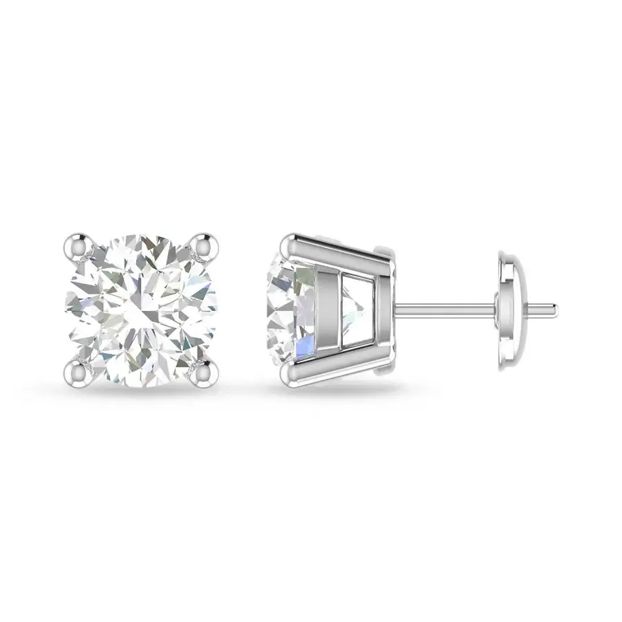 Pure 925 Silver Round Cut Moissanite Diamonds Studs For Men & Women : SYM-1150