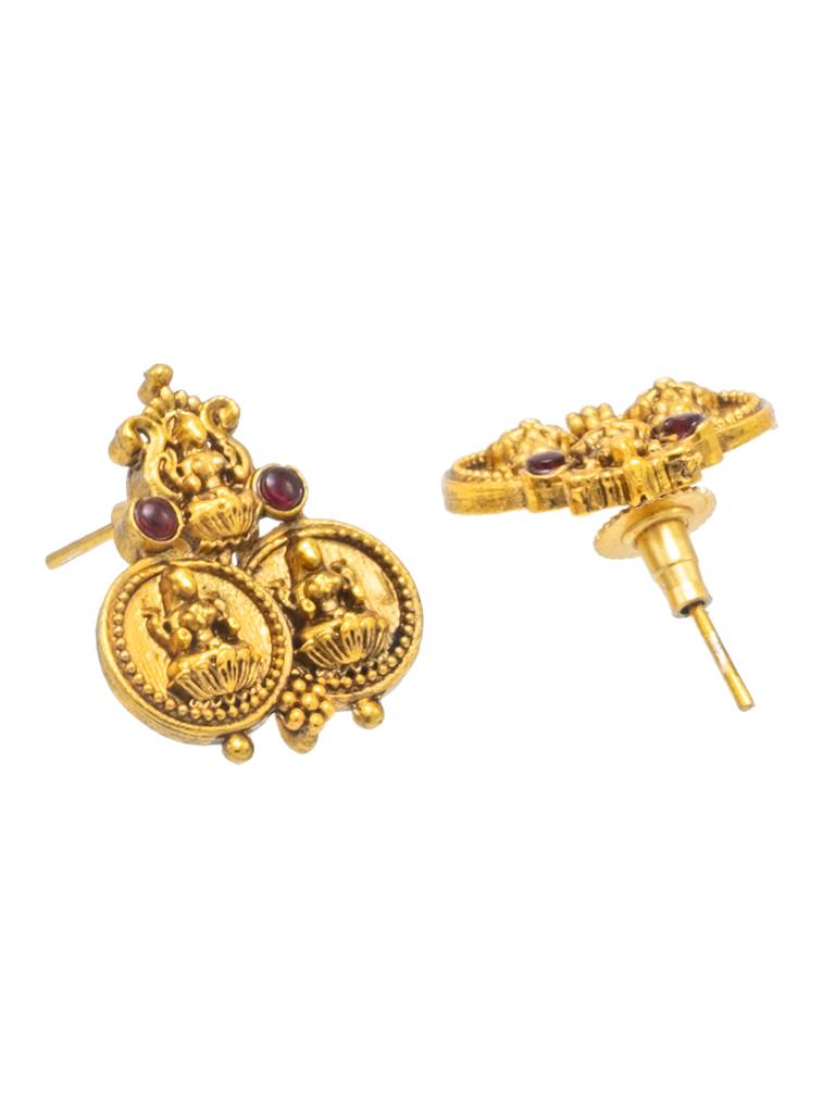 Antique Matte Gold Plated Temple Jewellery Inspired Wedding Laxmi Coin Design Necklace Jewellery Set For Women-Sjn_316 : SJN_316