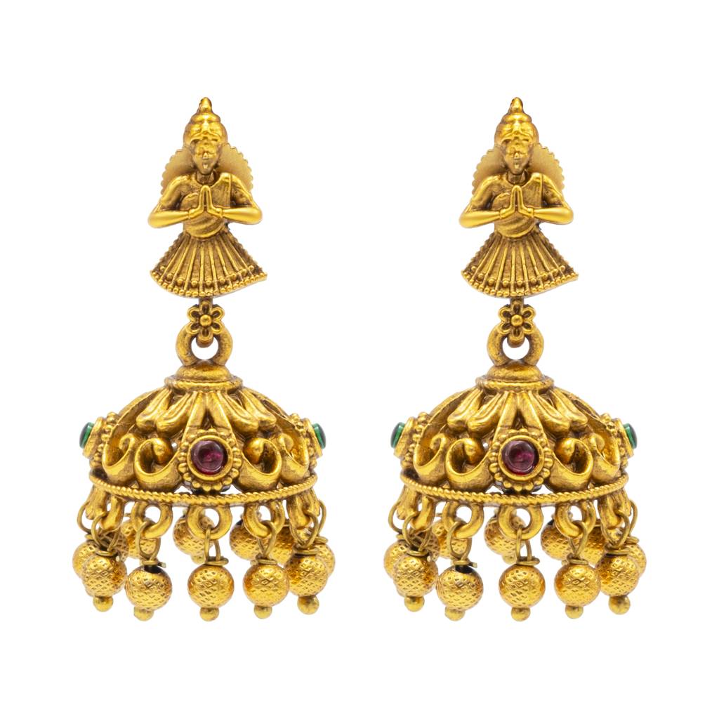 Antique Matte Gold Plated Temple Jewellery Inspired Wedding Laxmi Coin Design Necklace Jewellery Set For Women -Sjn_ : SJN_317