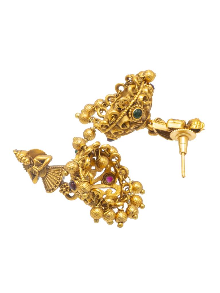 Antique Matte Gold Plated Temple Jewellery Inspired Wedding Laxmi Coin Design Necklace Jewellery Set For Women -Sjn_ : SJN_317
