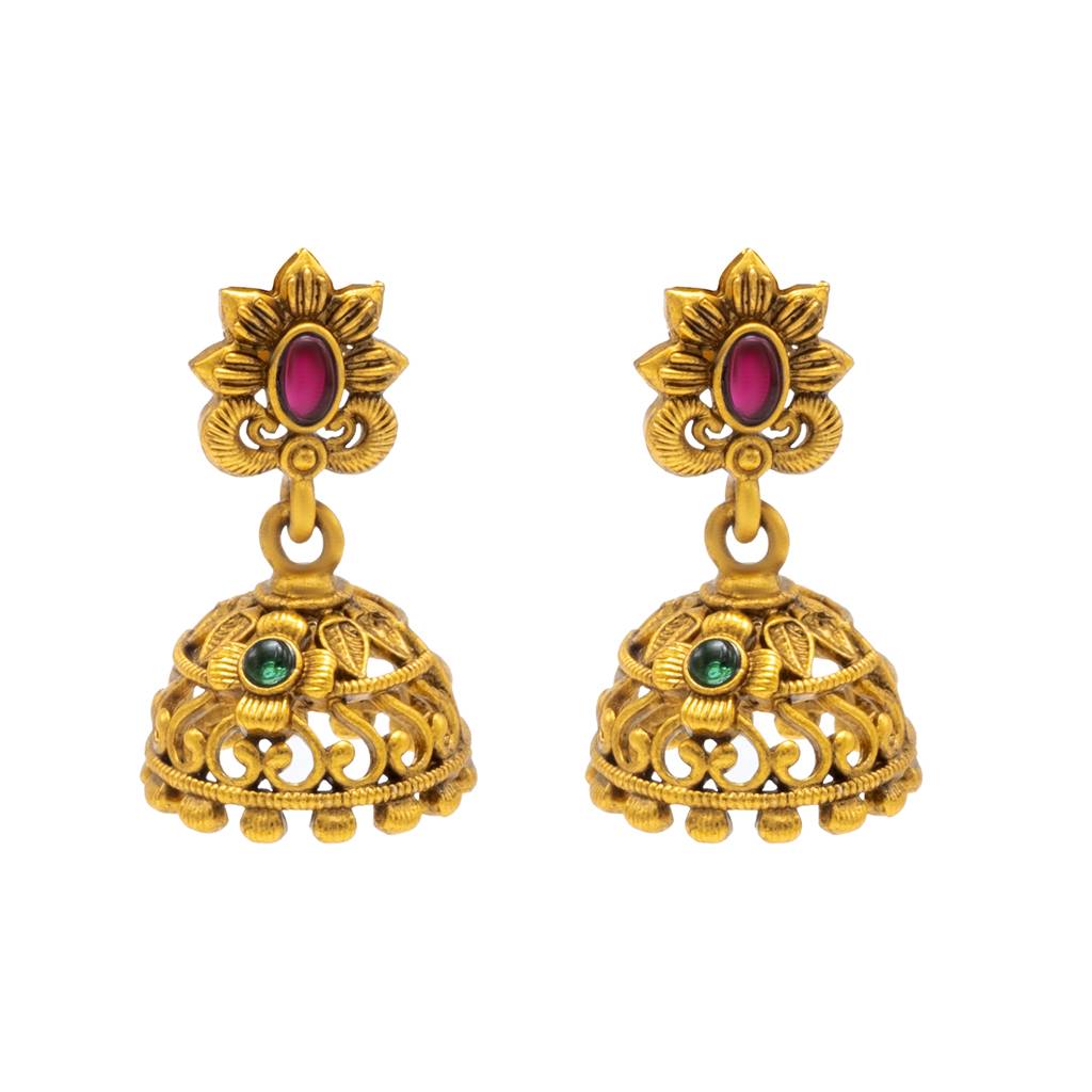 Antique Matte Gold Plated Temple Jewellery Inspired Wedding Long Necklace Jewellery Set For Women-Sjn_319 : SJN_319_D1