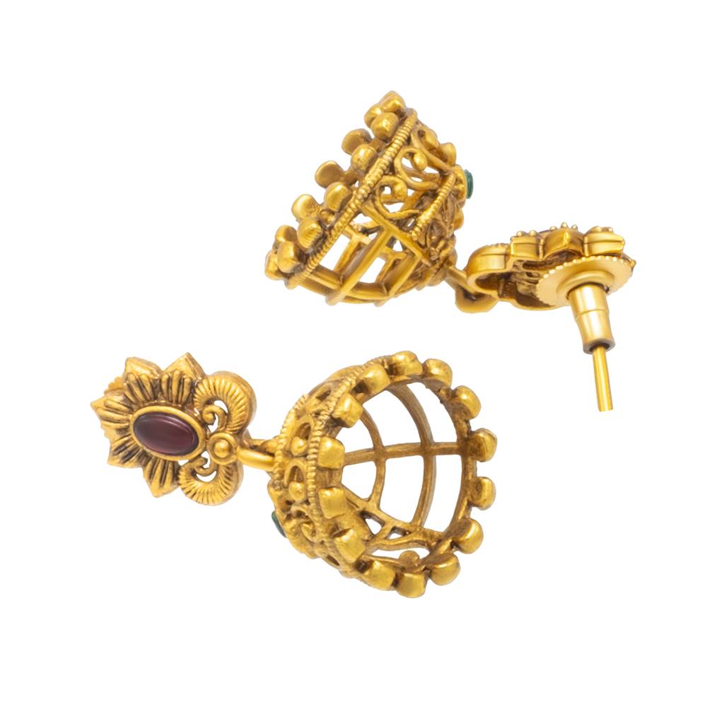 Antique Matte Gold Plated Temple Jewellery Inspired Wedding Long Necklace Jewellery Set For Women-Sjn_319 : SJN_319_D1