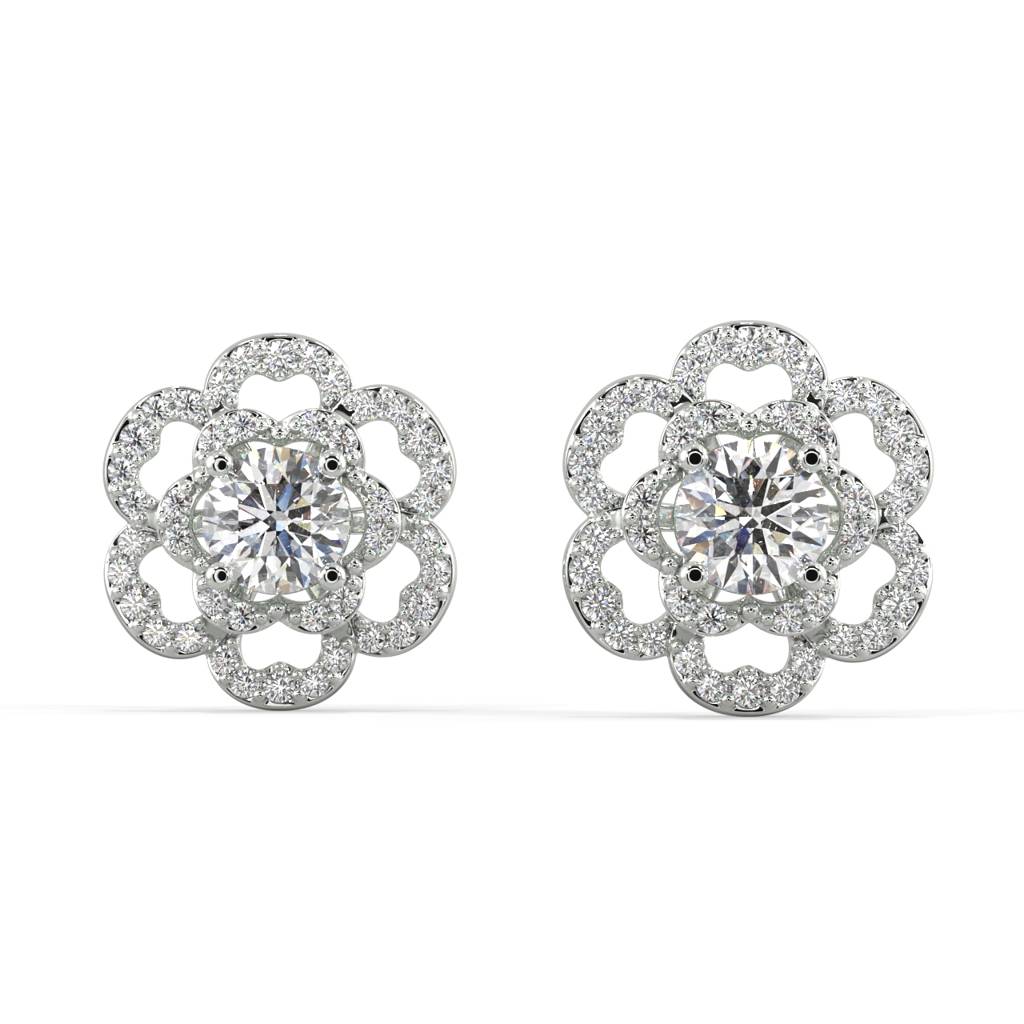 Floral Diamond Jacket Earrings : SLVR-E-04FloralDiamondJacketEarrings