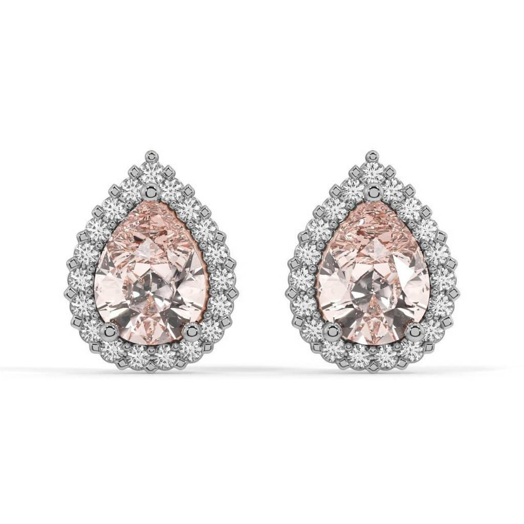 Tear Drop Halo Stud Earrings : SLVR-E-14TearDropHaloStudEarrings