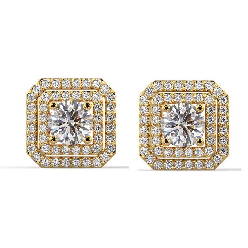 Octagon Diamond Jacket Earrings : SLVR-E-03OctagonDiamondJacketEarrings