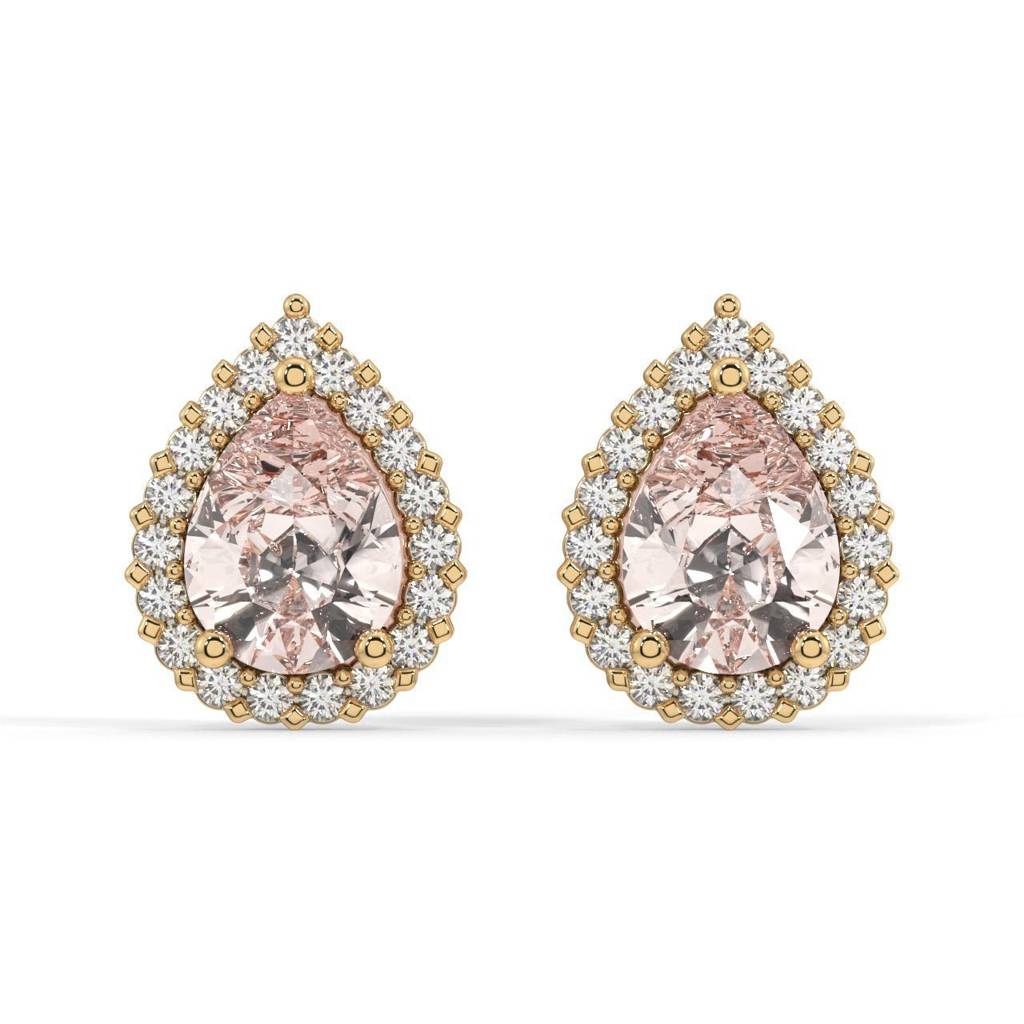 Tear Drop Halo Stud Earrings : SLVR-E-14TearDropHaloStudEarrings