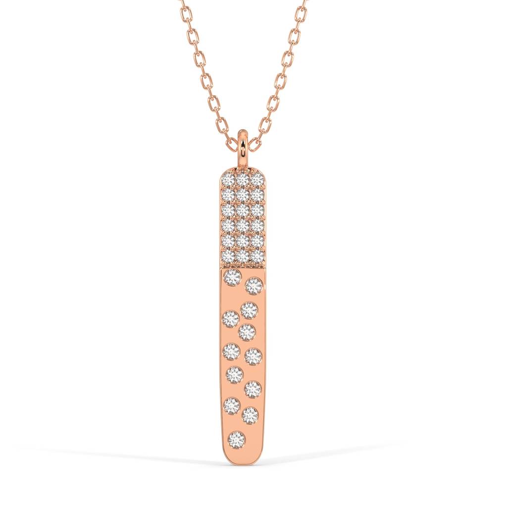 Diamond Dot Bar Pendant Necklace : SLVR-P-44DiamondDotBarPendantNecklace
