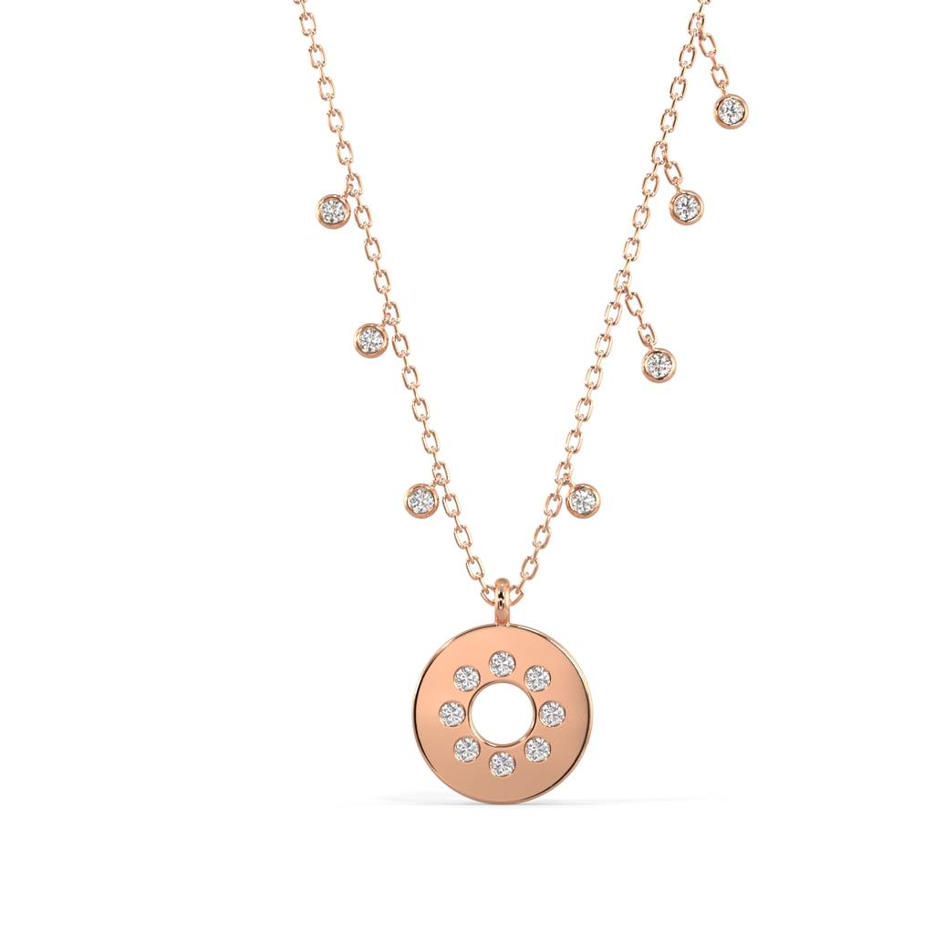 Diamond Disc Pendant Necklace : SLVR-P-9DiamondDiscPendantNecklace