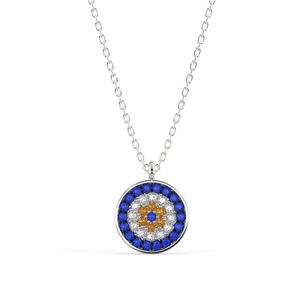 Ward Off Evil Eye Pendant Necklace : SLVR-P-1WardOffEvilEyePendantNecklace
