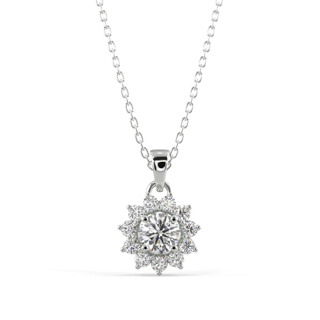Starburst Diamond Pendant Necklace : SLVR-P-25StarburstDiamondPendantNecklace