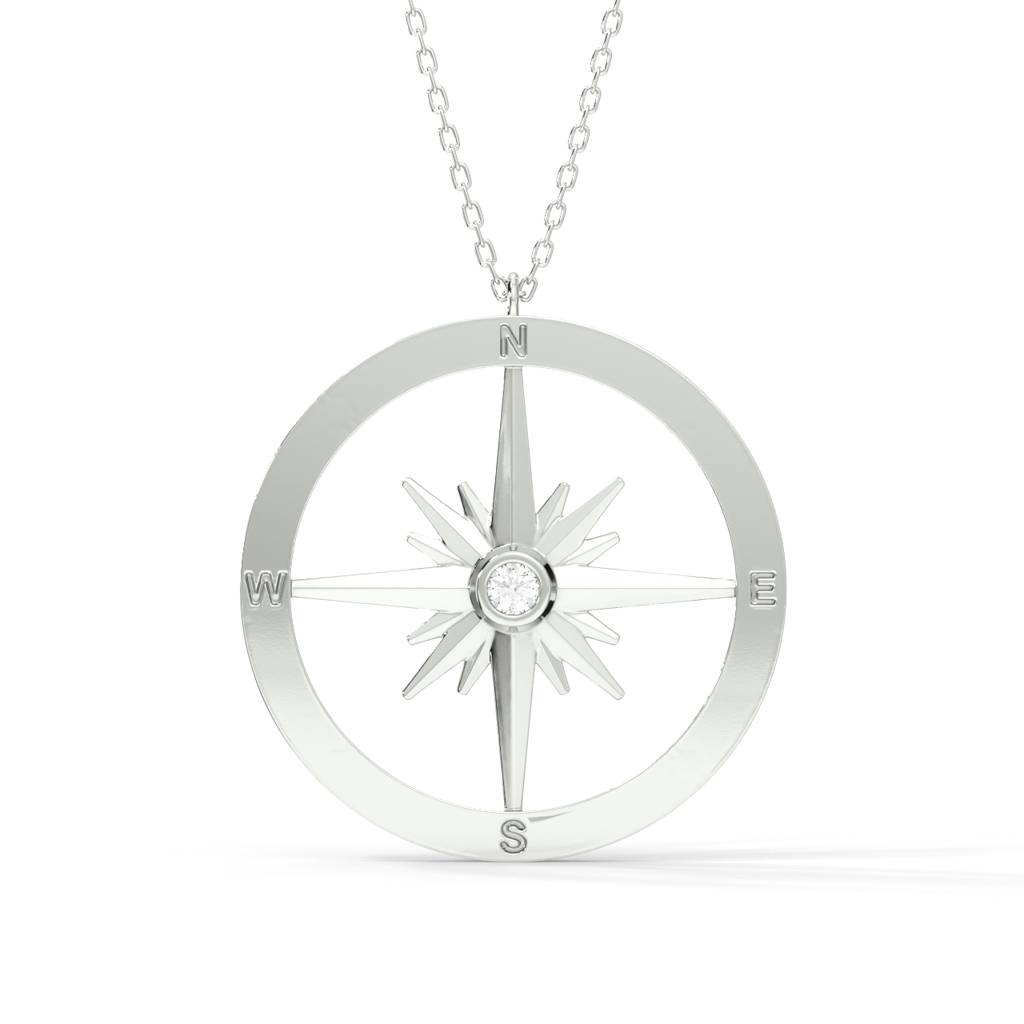Guiding Compass Pendant Necklace : SLVR-P-39GuidingCompassPendantNecklace