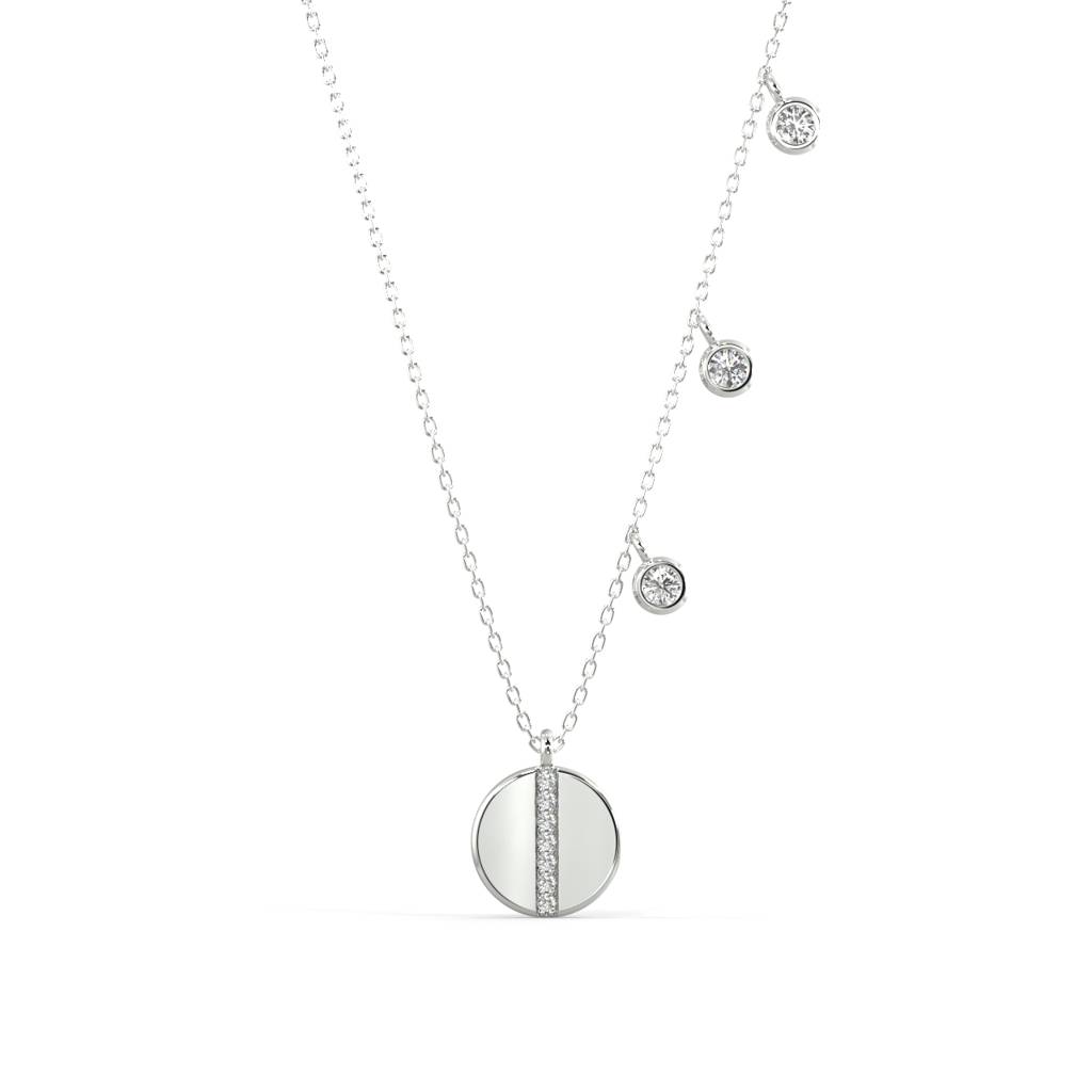 Diamond Dash Pendant Necklace : SLVR-P-3DiamondDashPendantNecklace