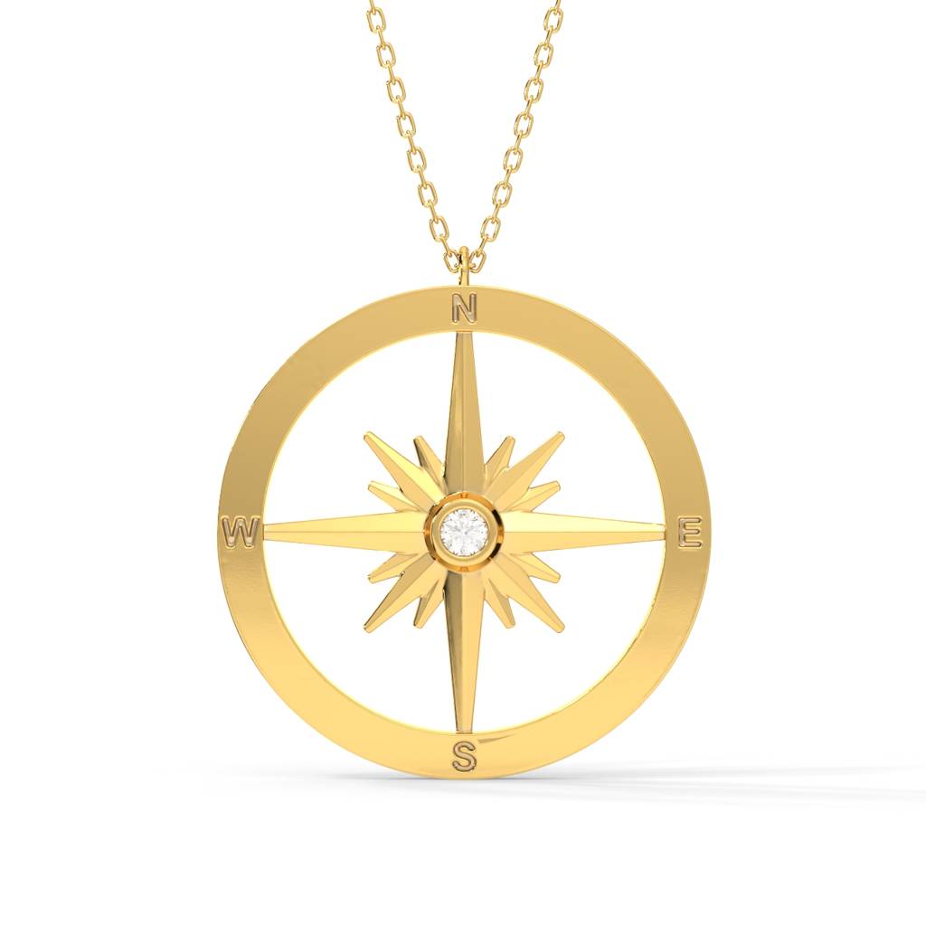 Guiding Compass Pendant Necklace : SLVR-P-39GuidingCompassPendantNecklace