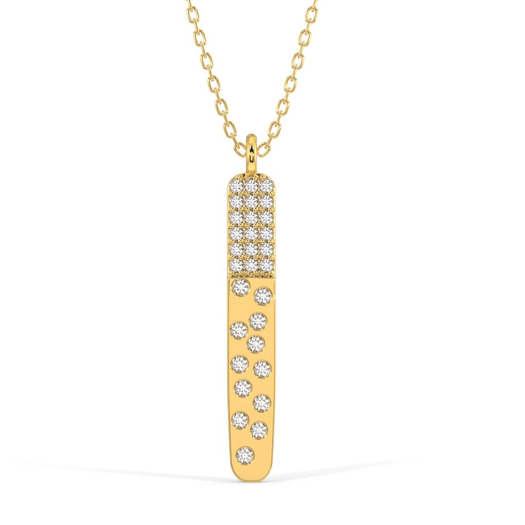 Diamond Dot Bar Pendant Necklace : SLVR-P-44DiamondDotBarPendantNecklace