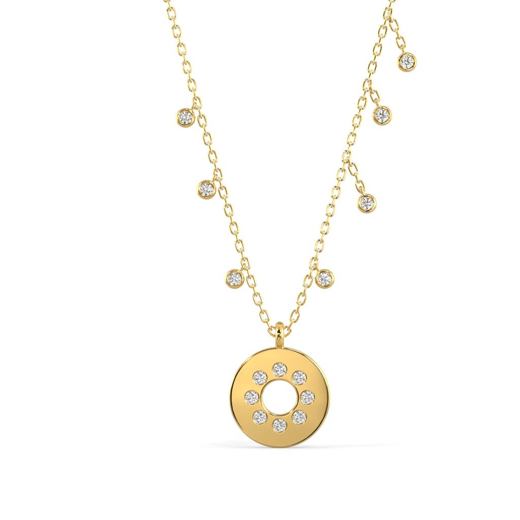 Diamond Disc Pendant Necklace : SLVR-P-9DiamondDiscPendantNecklace